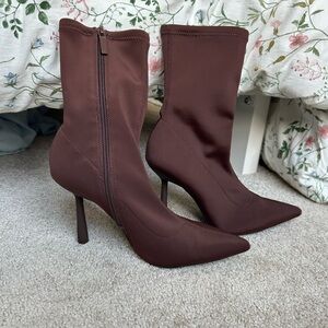 Zara dark brown sock boot